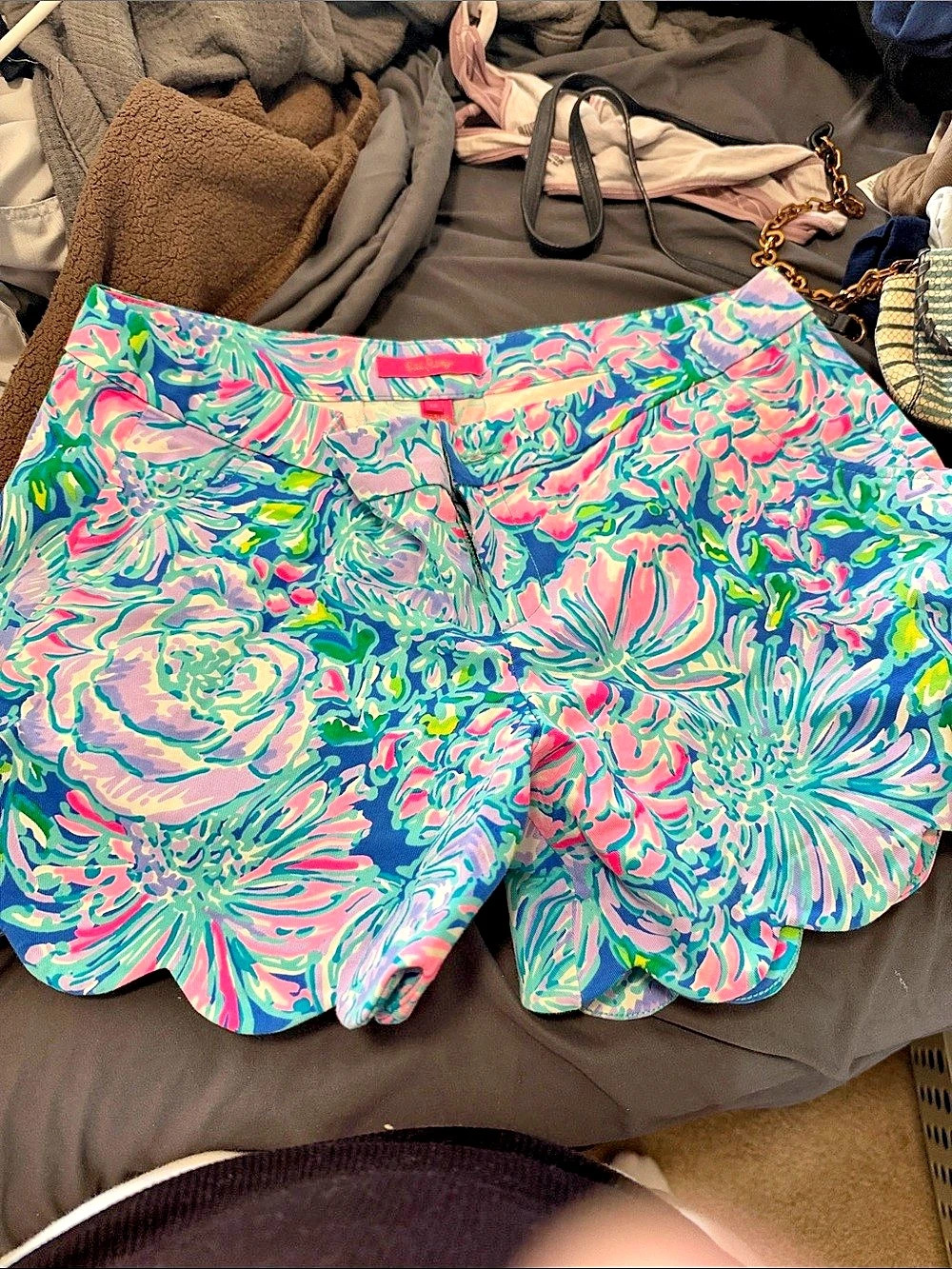 Lilly Pulitzer Buttercup Short Floral Scalloped Skort Pink & Green Size 12